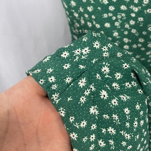 OAK + FORT Green White Floral Daisy Jumpsuit Evergreen Print - Size 0 - Picture 9 of 15